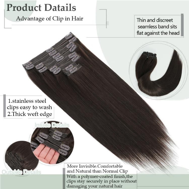 Wholesale Seamless Skin Weft Clip in Hair Extensions 8PCS/Set 18 Clips #2