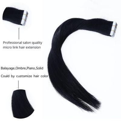 Hair for Woman Remy Brazilian Human Tape in Hair Extensions Invisible Skin Weft Color #1jet Black 22 Inch 100 Gram Per Package 40 PCS