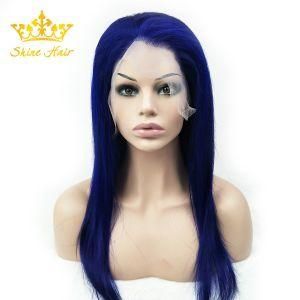 Brazilian Human Hair Wigs Dark Blue Full Lace Wig of Straight 14inch