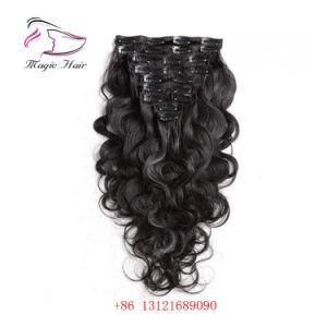 Clip in Human Hair Extensions Body Wave 10 Pieces/Set Color 1b# Free Shipping