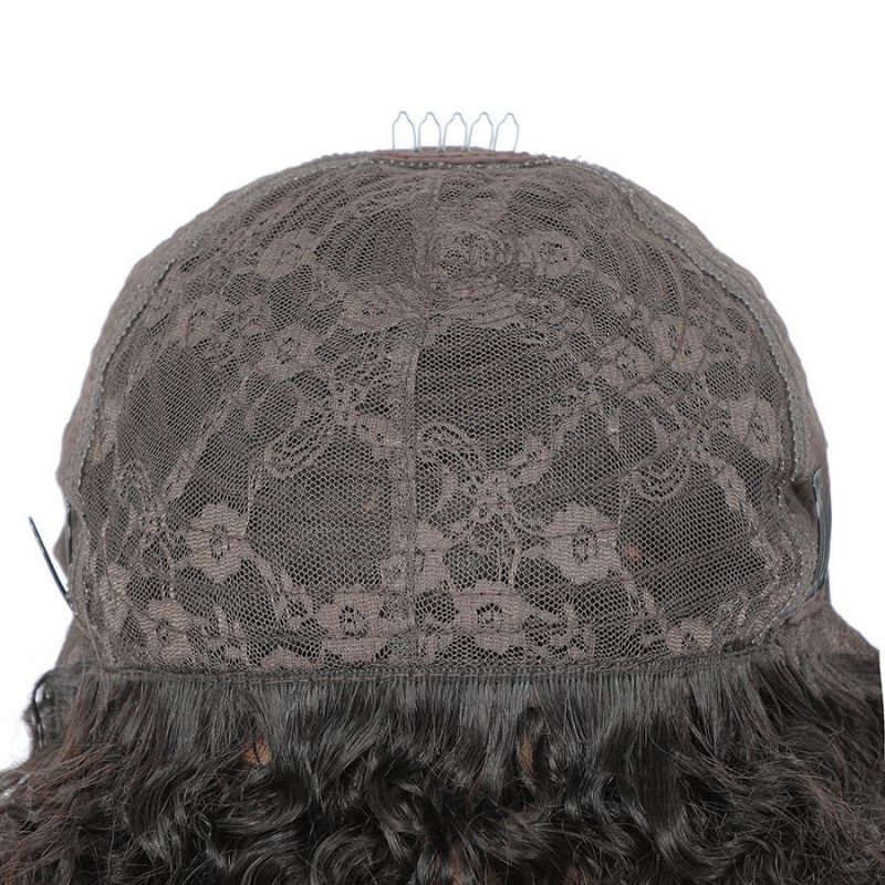 Curly Human Hair Wigs with Bangs Full Machine Made Wigs