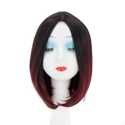 Kbeth Women Bob Wig for White Woman 2021 Fashion Short Cut Straight Dark Red Blue Color Custom Remy 10 12 14 16 Inch Ladies Wigs Wholesale
