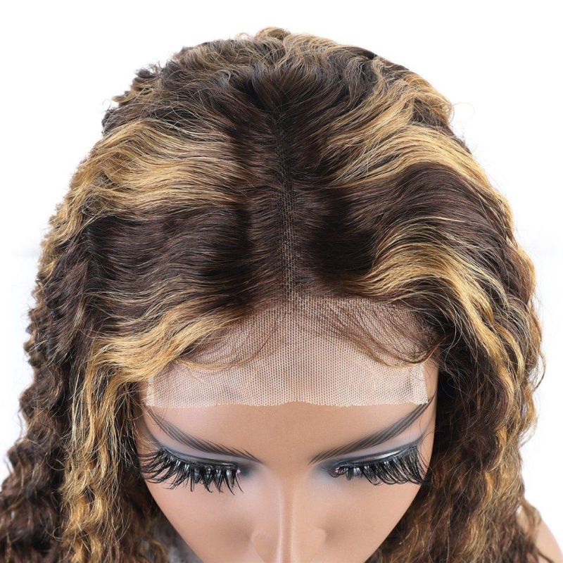 Best Quality Piano Hair Color 4/27 Highlight Wig Deep Curly Wigs Human Hair Lace Front Unprocessed Raw Remy Lace Frontal Wig