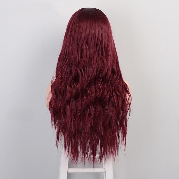 High Quality Long Wavy Synthetic Ombre Wine Red Wigs Body Wave Curly Synthetic Wigs for Women