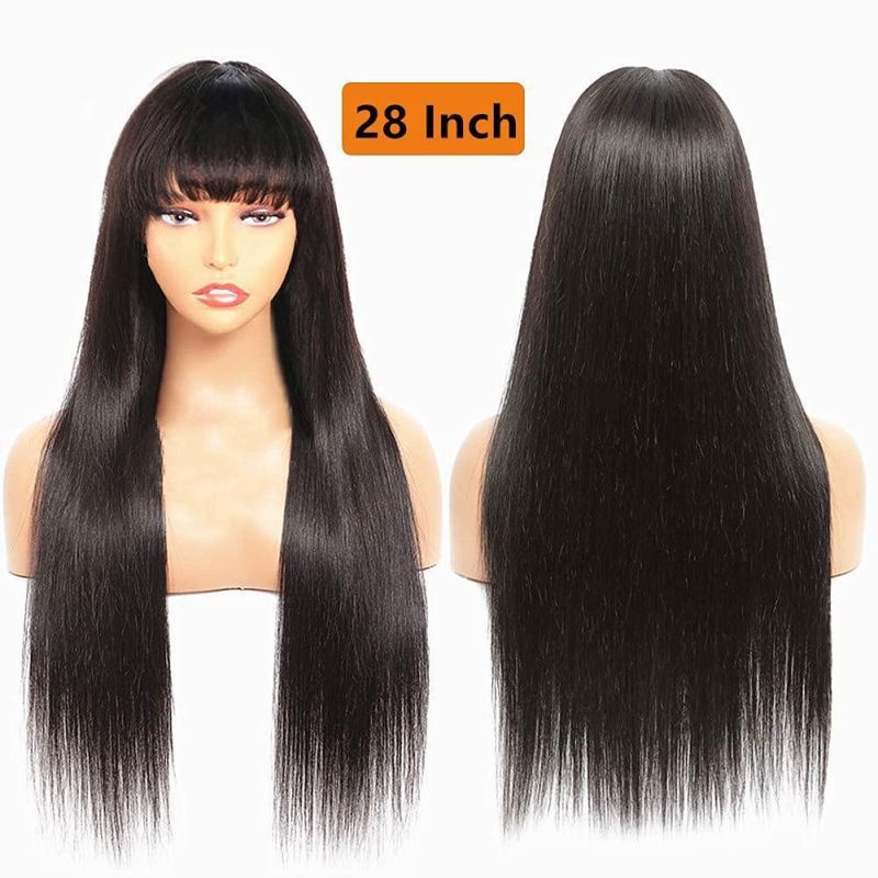 Straight 150% Density Machine Made Wigs with Bangs Wig