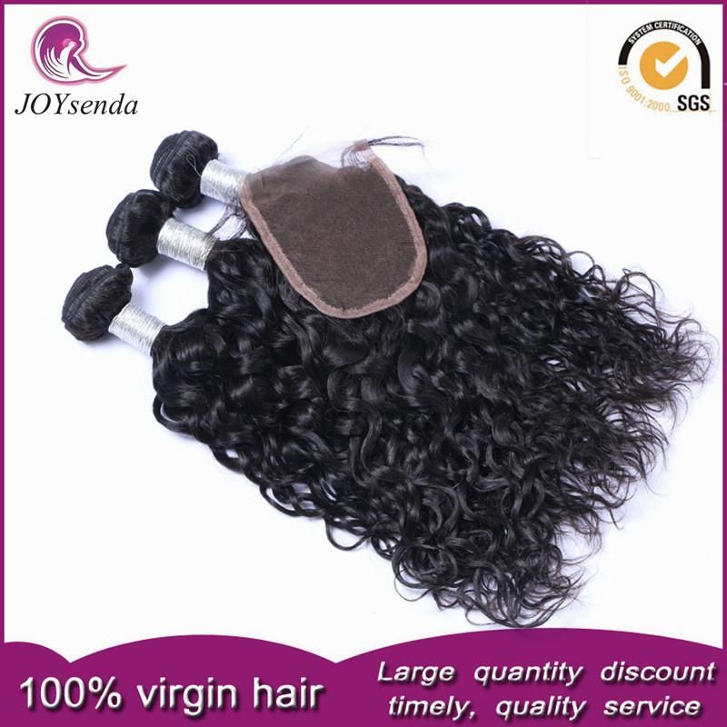 Jerry Curly Lace Closure+Hair Weave Indian Virgin Human Hair