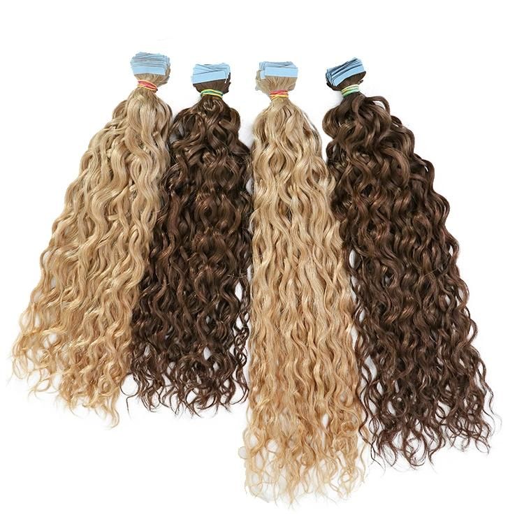 100 Raw Cuticle Aligned Deep Wave Tape in Hair Extensions 100% Human Hair