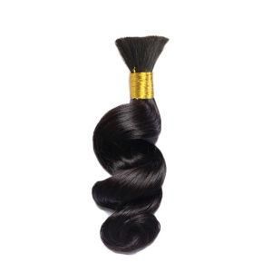 Natural Color Human Hair Brazilian Loose Wave Bundles for Braiding