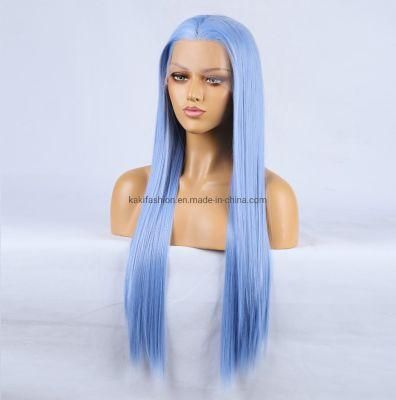 Blue High Quality Premium Ladies Wholesale European Synthetic Fiber Frontal HD Wigs