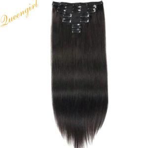 Cheap Clip in Human Hair Piece Natural Straight Virgin Brazilian Clip Hair Extension