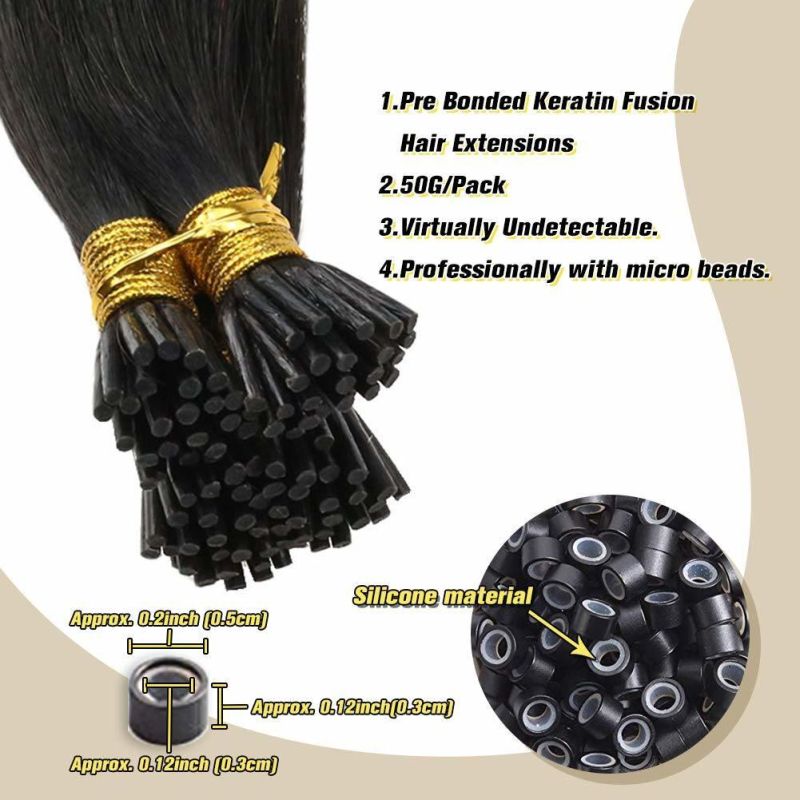 Natural Black Root to Dark Brown Mixed Dark Ash Blonde Human Hair Extensions Pre Bonded Thick Human Hair Extensions Remy Silky Straight I Tip Fusion Hair Extens