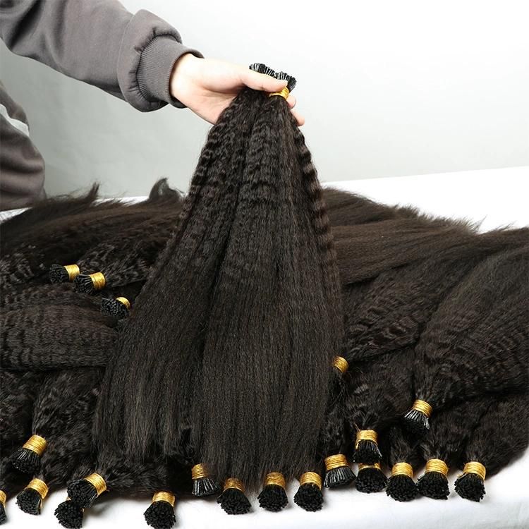 Fast Shipping High Quality Kinky Straight I Tip Hair Extensions 100% Cuticle Aligned Brazilian