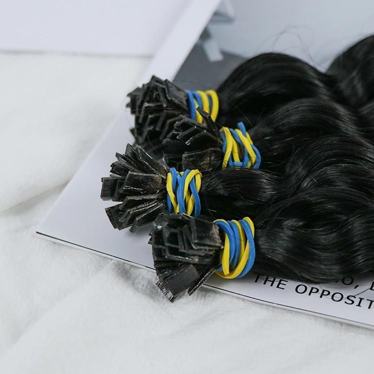 Kaki Hair Hot Selling Raw Cuticle Aligned Brazilian Human Hair Deep Wave Flat Tip Hair Extensions