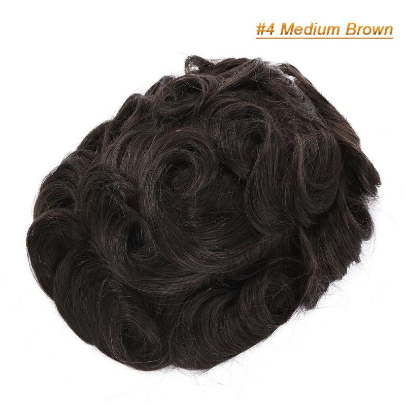 Men Toupee Human Hair Patch Indian Hair System Replacement Hairpiece