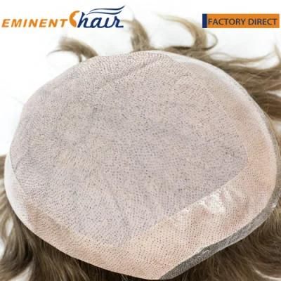 Custom Soft and Breathable Silk Mono with PU Coated and Clear PU Front Toupee