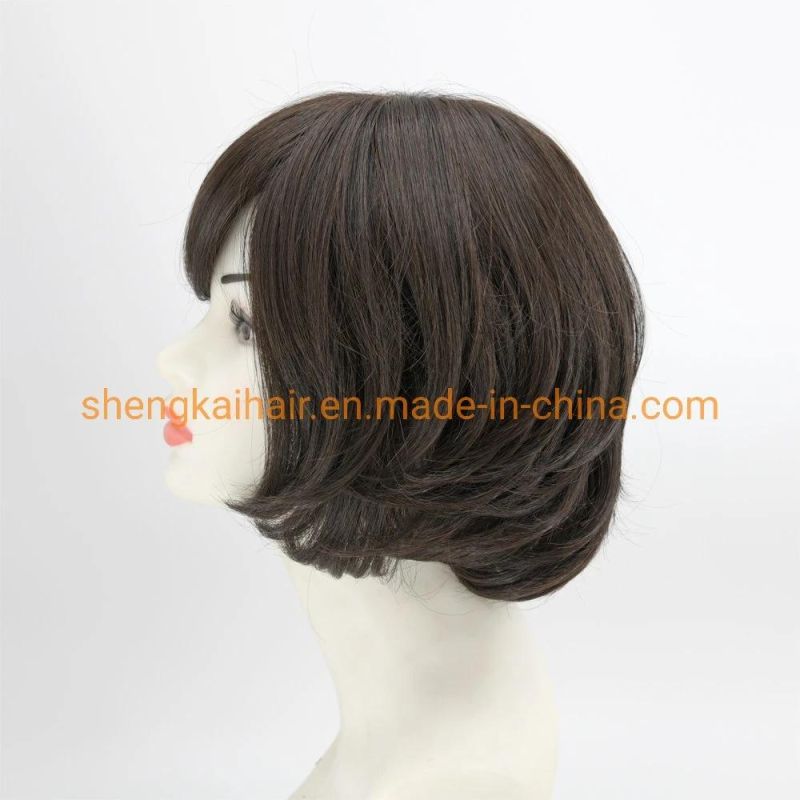 Wholesale Good Quality Handtied Human Hair Synthetic Hair Mix Ladies Wigs 557