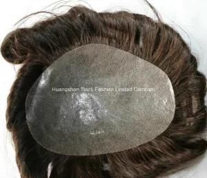 20cm Injected Invisible Knot Mono Toupee Men&prime;s Hair Products
