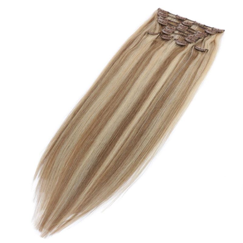 70g-280g Double Drawn 100% Human Hair Virgin Highlight Remy Hair 7-12 Pieces Set Clip in Human Hair Extension