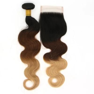 1b/4/27 Body Wave Brazilian Remy Human Hair Weave with Closure