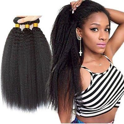 Kbeth High Quality Cheap 100 % Brazilian Human Hair Yaki Kinky Straight Hair Bundles with Closure Keratin Strip Extension for Women Ready to Ship