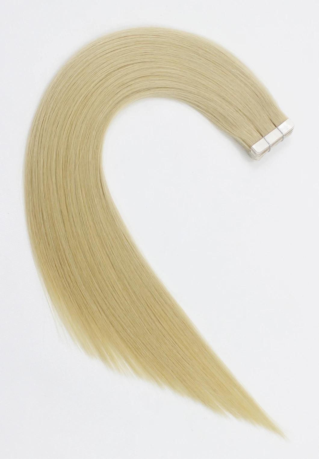 Tape in Extensions Brazilian Straight Human Hair Bundles 613 Color Remy Human Hair Extensions