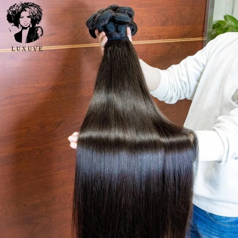 Luxuve Top Grade Virgin Brazilian Human Hair Bundles, Raw Virgin Cuticle Aligned Hair Bundles, Unprocessed Brazilian Human Hair Extension