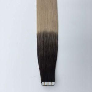 Ombre 1/Grey Straight PU Skin Weft Brazilian Virgin Human Hair Extensions