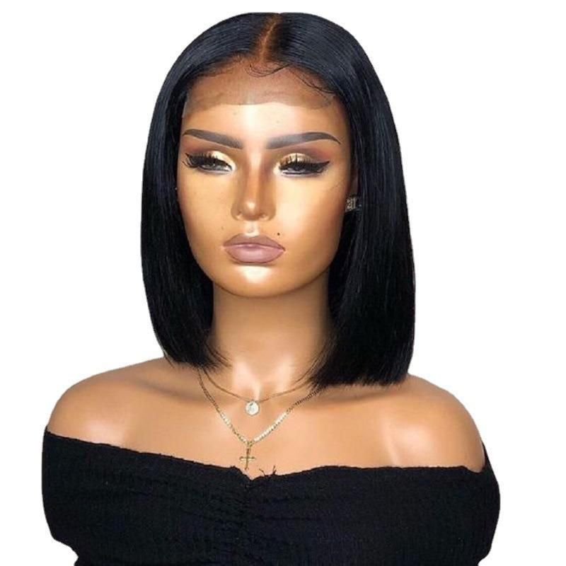 Freeshipping 12 Inches Bob Wig Synthetic Fiber Wigs High Temperature Silk Brazilian Short Bob Wig Pre-Plucked Colorful Lace Frontal Wigs Dropshipping Wholesale