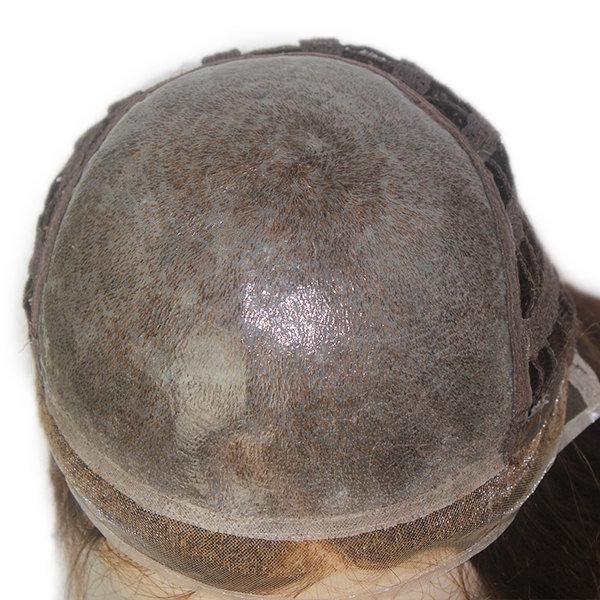 Machine Made Weft with Injected Skin Top Mono Lace Front Female Toupee