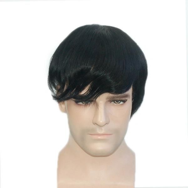 Ljc1399 Clear PU with Lace Black Men′s Human Hair Wig