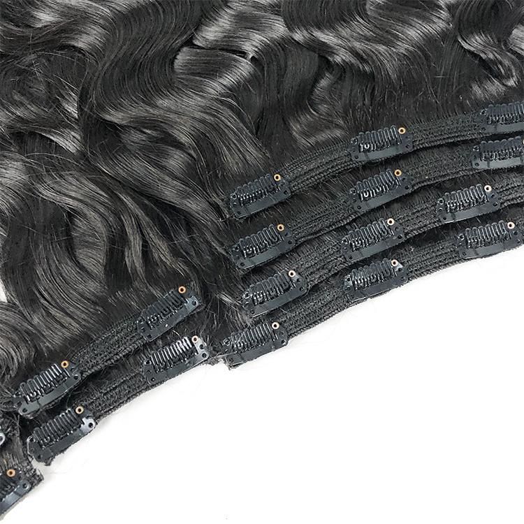 8PCS/Set Wholesale Virgin Remy Hair Natural Curly Wavy Clip in Hair Extensions #1