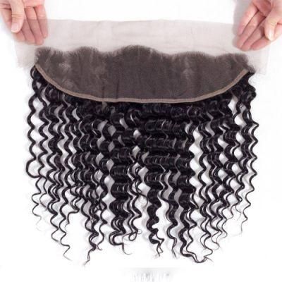 Brazilian Deep Wave 13X4 Lace Frontal Virgin Swiss Lace Frontal Pre Plucked Natural Hairline with Baby Hair