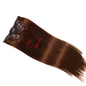 Virgin Cuticle Aligned Human Hair Clip in Hair Extension #6 (Chestnut brown)