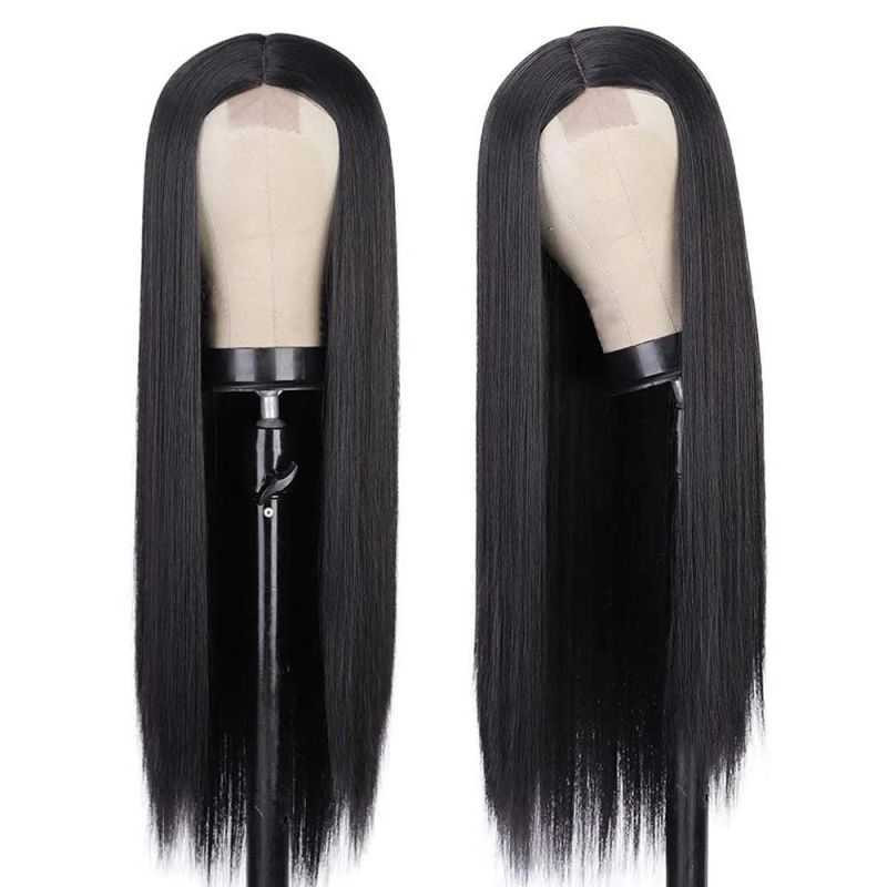 Black Straight Wigs for Women Long Straight Wig Synthetic Black Middle Part Wigs