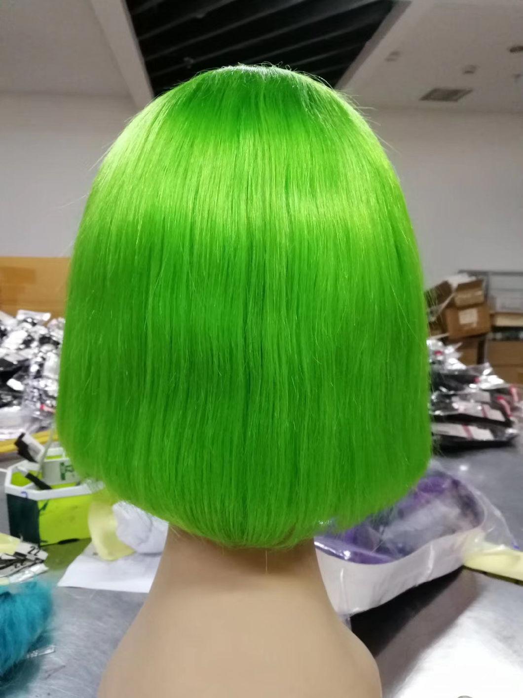 Colored Blue/Pink/Yellow/Green Brazilian Hair Bob Wigs