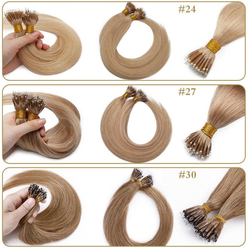 Hair Remy Nano Ring Links Human Hair Extensions 1g/S Keratin Straight European Micro Beads Hair Pieces