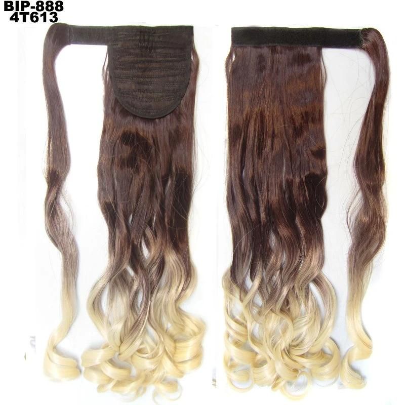 Natural Wavy Synthetic Magic Paste Ponytail Clip in Hair Extension