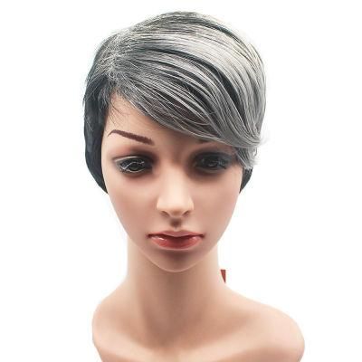 New Design Short Grey Cheap Synthetic Lace Wig Women Hair