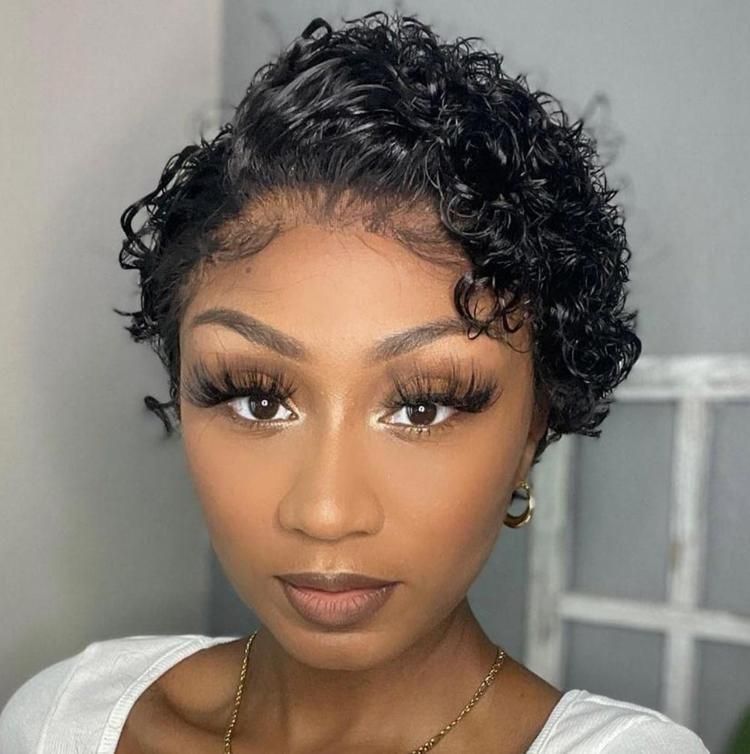 Short Wigs Preplucked Curly Human Hair Wigs Pixie Cut Wig