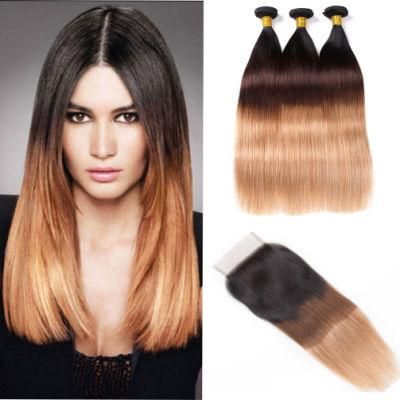Ombre Bundles with Closure Brazilian Straight Hair Bundles with Closure 1b/4 /27