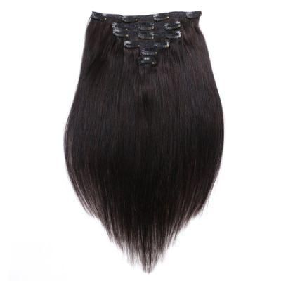 Double Drawn Thick Full Head Brazilian Clip in Human Hair Extensions for Wholesale