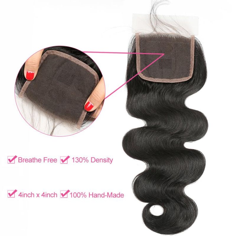 Alinybeauty Indian Body Wave Hair 4X4 Lace Closure