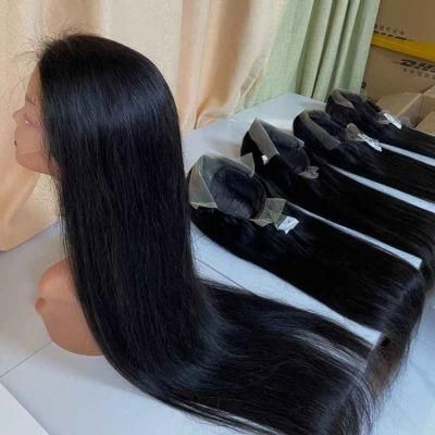 Very Long Heat Resistant Black 10A 50 Inch Wig Real Human Hair Lace Front with Closure