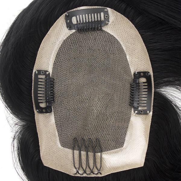 Mono Hairpiece with Npu All Around and Clips Human Hair Bang