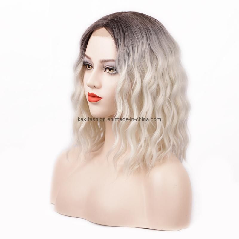Wholesale 14 Inch Blond Wavy Hair Wig Synthetic Hair Wig with Lace Front