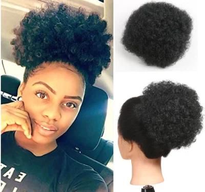 Synthetic Short Afro Kinkys Curly Afro Bun Extension Hairpieces