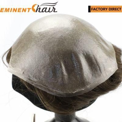 Natural Hairline Effect Custom Made Human Hair Men Toupee PU