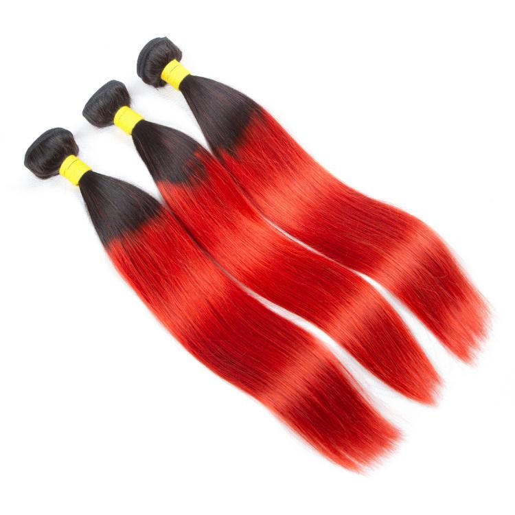 Brazilian Ombre Human Hair Bundles Straight Hair Extension #T1b/Red