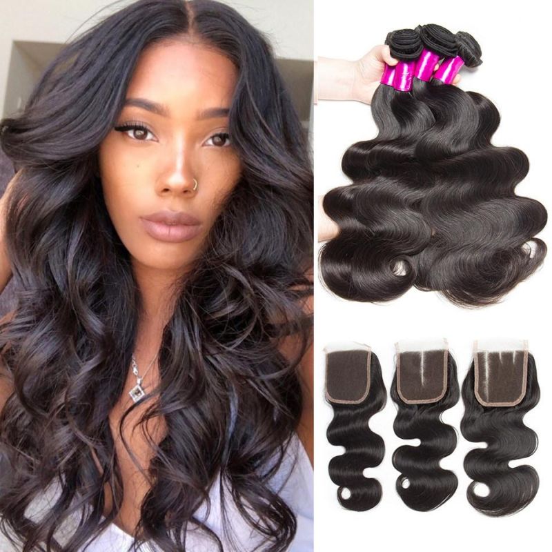 Alinybeauty Brazilian Body Wave Hair Bundles with Lace Closure