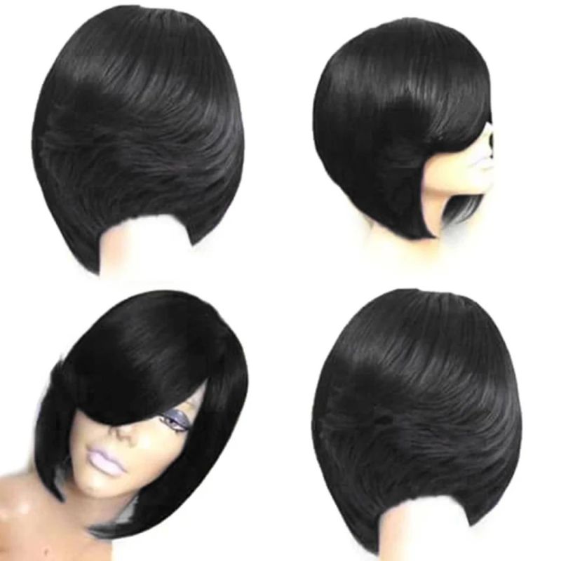 Short Bob Wig for Black Women Girl Synthetic Wigs Black and Green Red Wig Use Heat Resistant Fiber